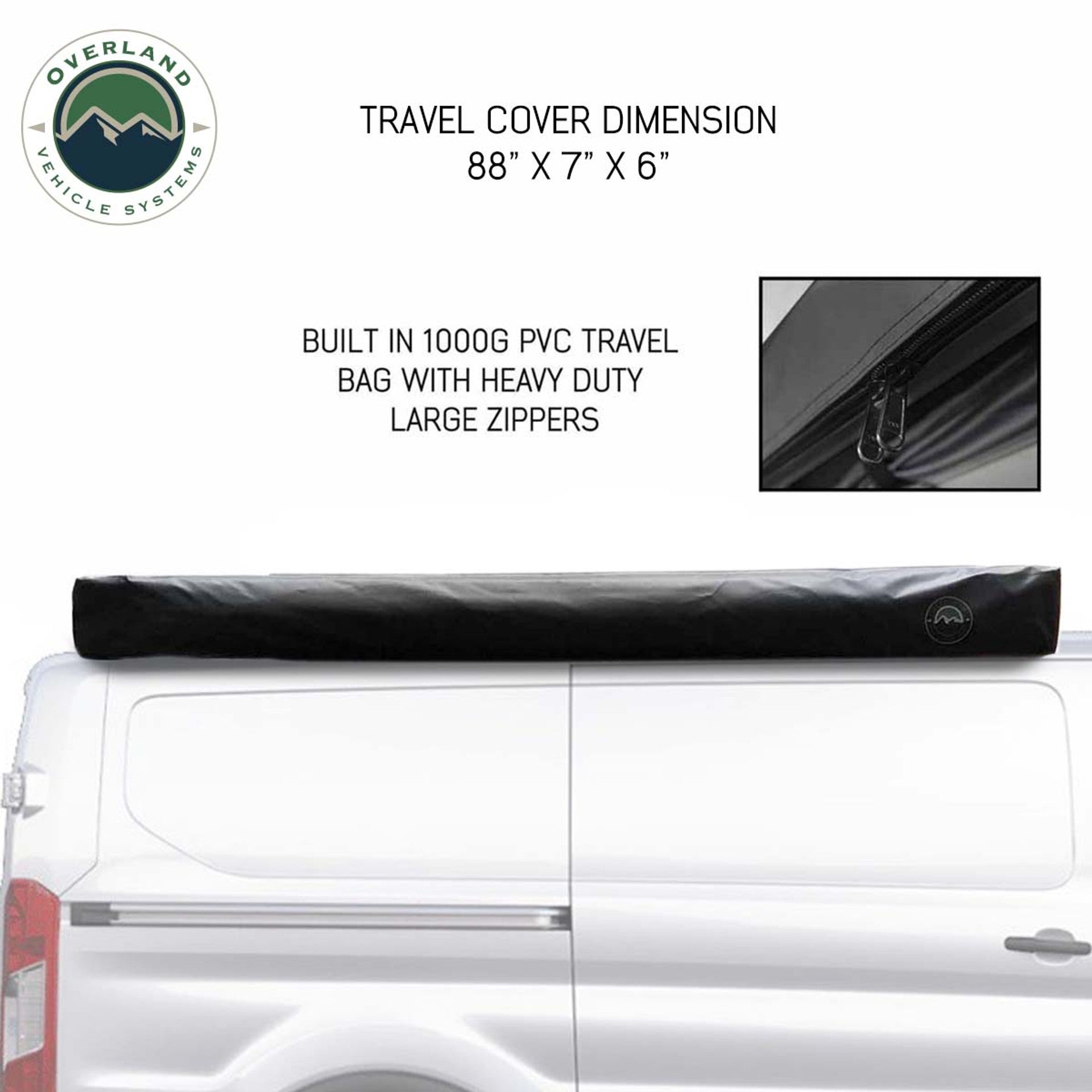 Overland Vehicle Systems HD Nomadic 270 Passenger Side Awning with Bracket Kit for Mid/High Roofline Vans 19529908