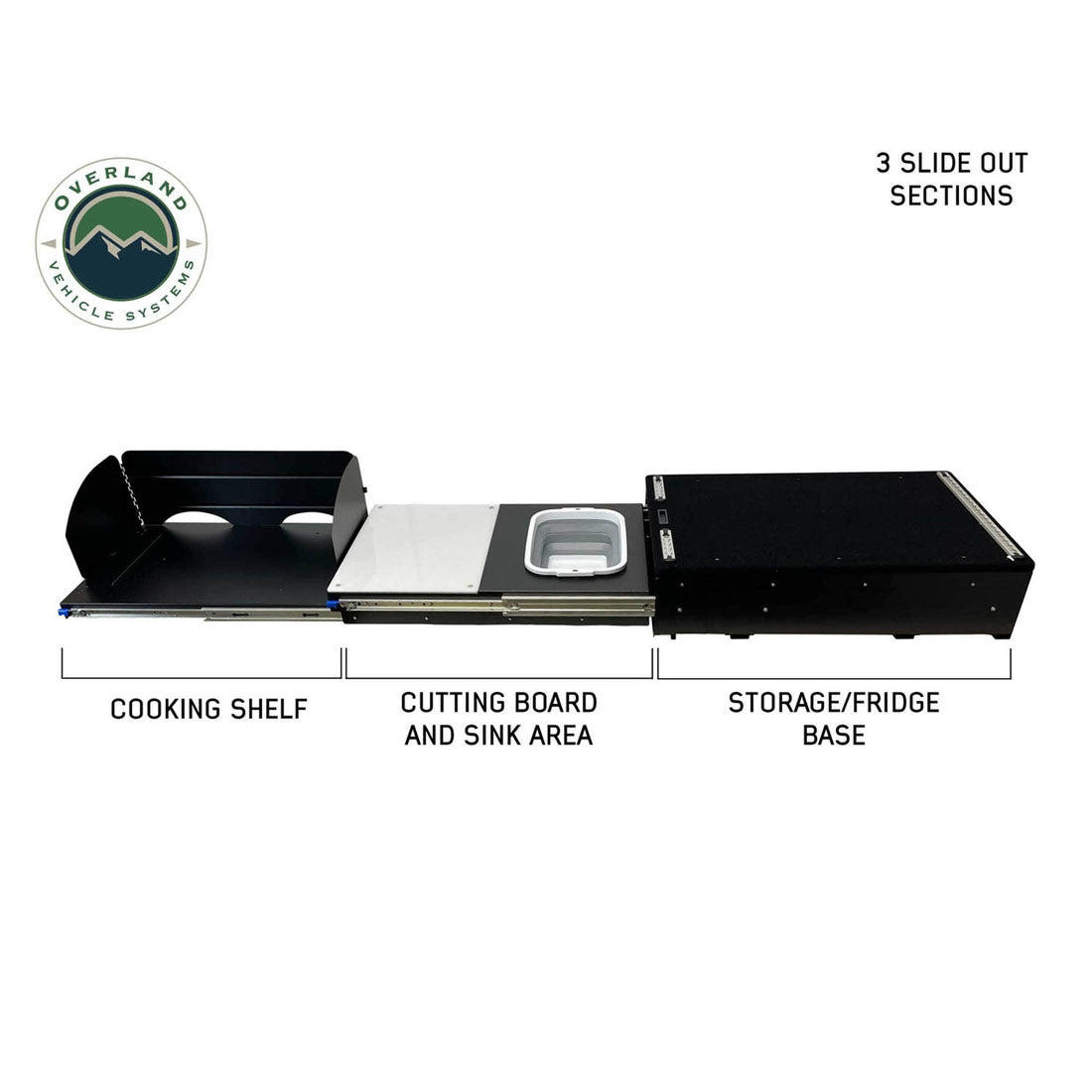 Overland Vehicle Systems Camp Cargo Box Kitchen With Slide Out Sink, Cooking Shelf and Work Station 21010401