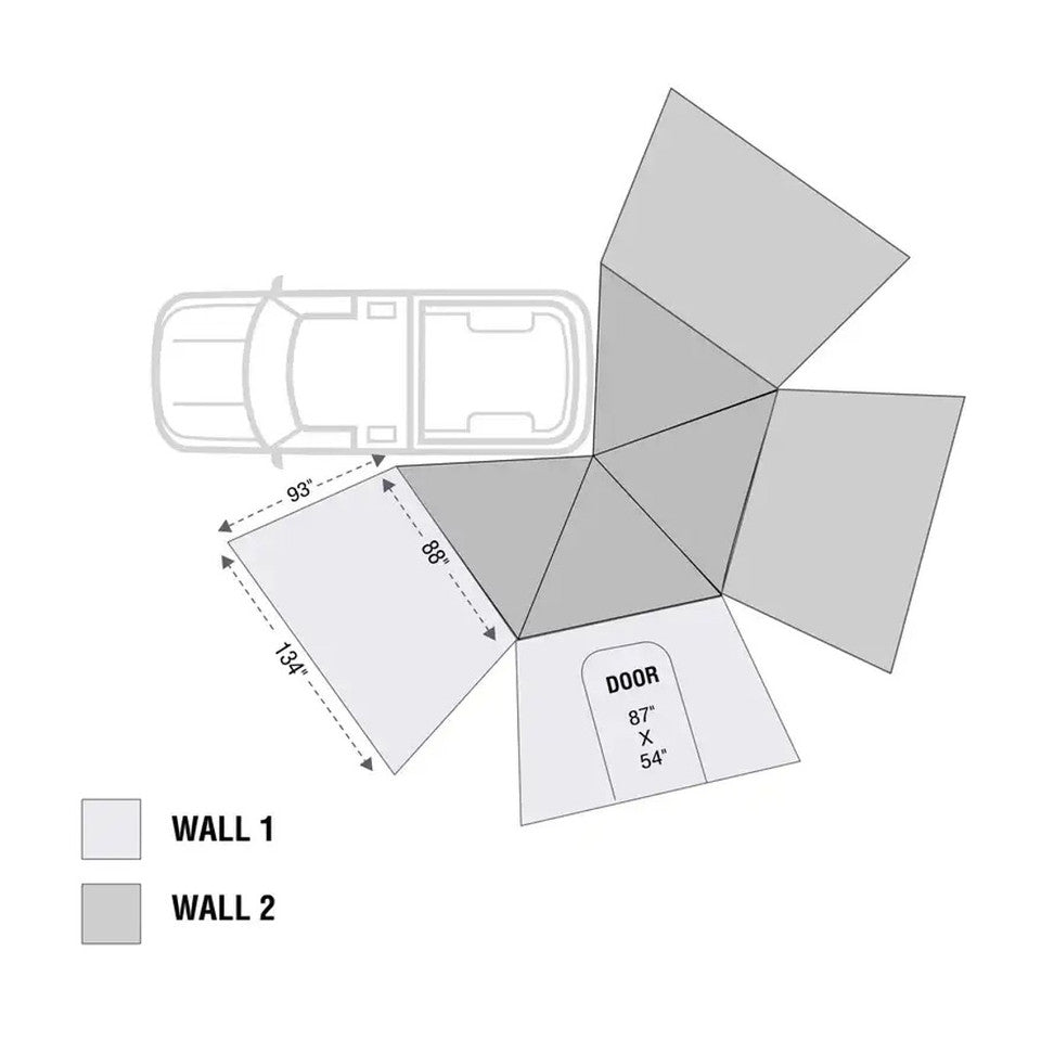 Overland Vehicle Systems HD Nomadic 270 LT Awning & Wall 1, 2, & Mounting Brackets 19579907