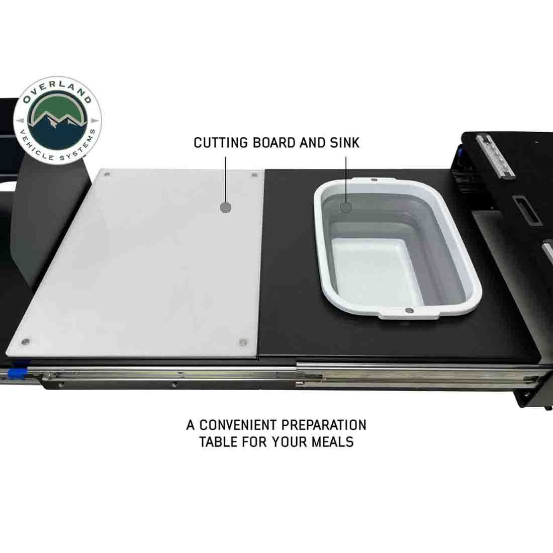 Overland Vehicle Systems Camp Cargo Box Kitchen With Slide Out Sink, Cooking Shelf and Work Station 21010401