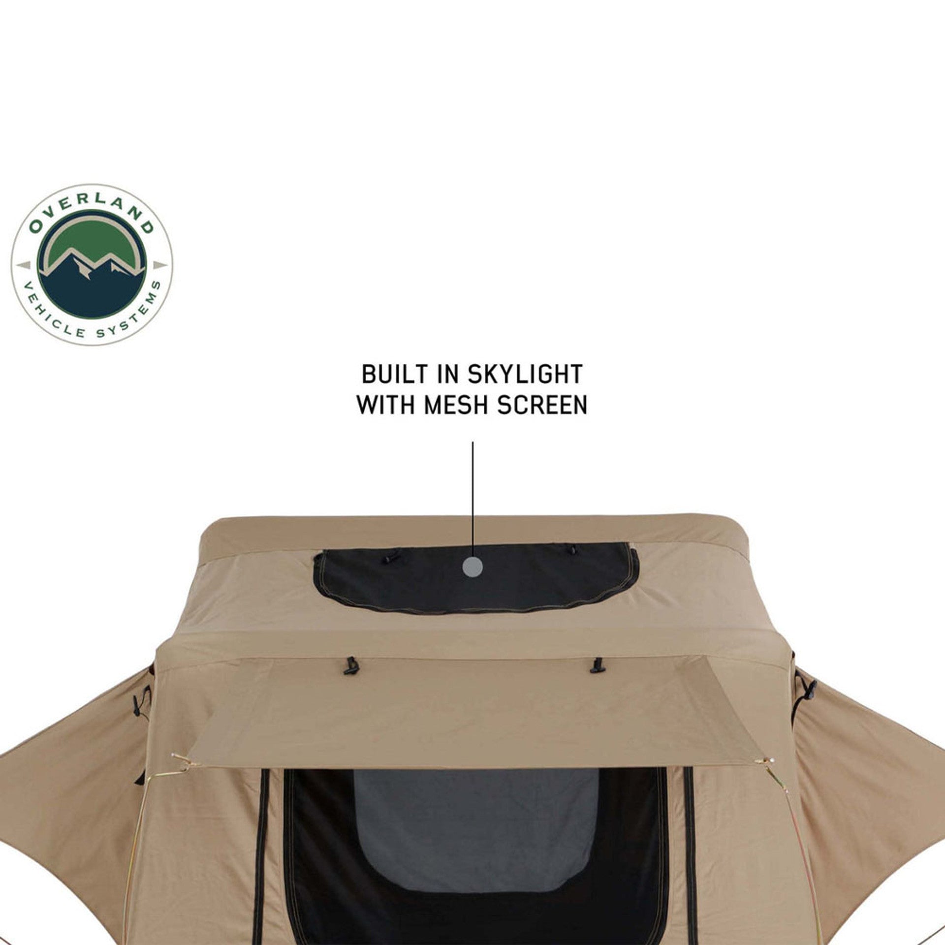 Overland Vehicle Systems LD TMBK 3 Soft Shell Roof Top Tent, Tan Body & Green Rainfly 18119733