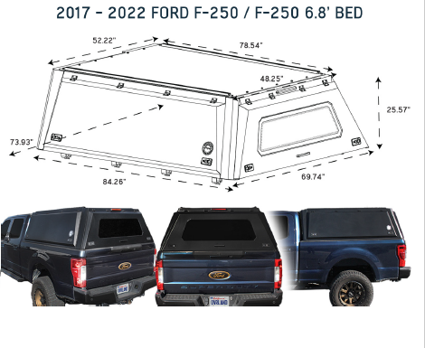 Overland Vehicle Systems Expedition Truck Cap W/Full Wing Doors, Front and Rear Windows & 3rd Brake Light 70100001