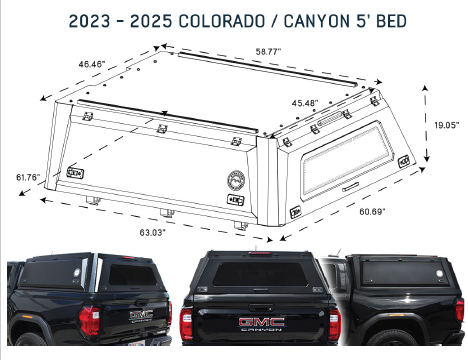 Overland Vehicle Systems Expedition Truck Cap W/Full Wing Doors, Front and Rear Windows & 3rd Brake Light 70100001