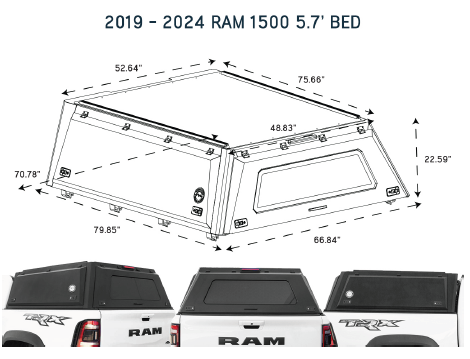 Overland Vehicle Systems Expedition Truck Cap W/Full Wing Doors, Front and Rear Windows & 3rd Brake Light 70100001