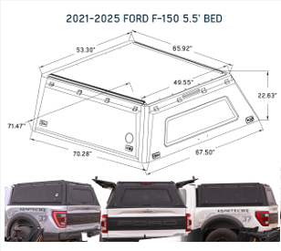 Overland Vehicle Systems Expedition Truck Cap W/Full Wing Doors, Front and Rear Windows & 3rd Brake Light 70100001