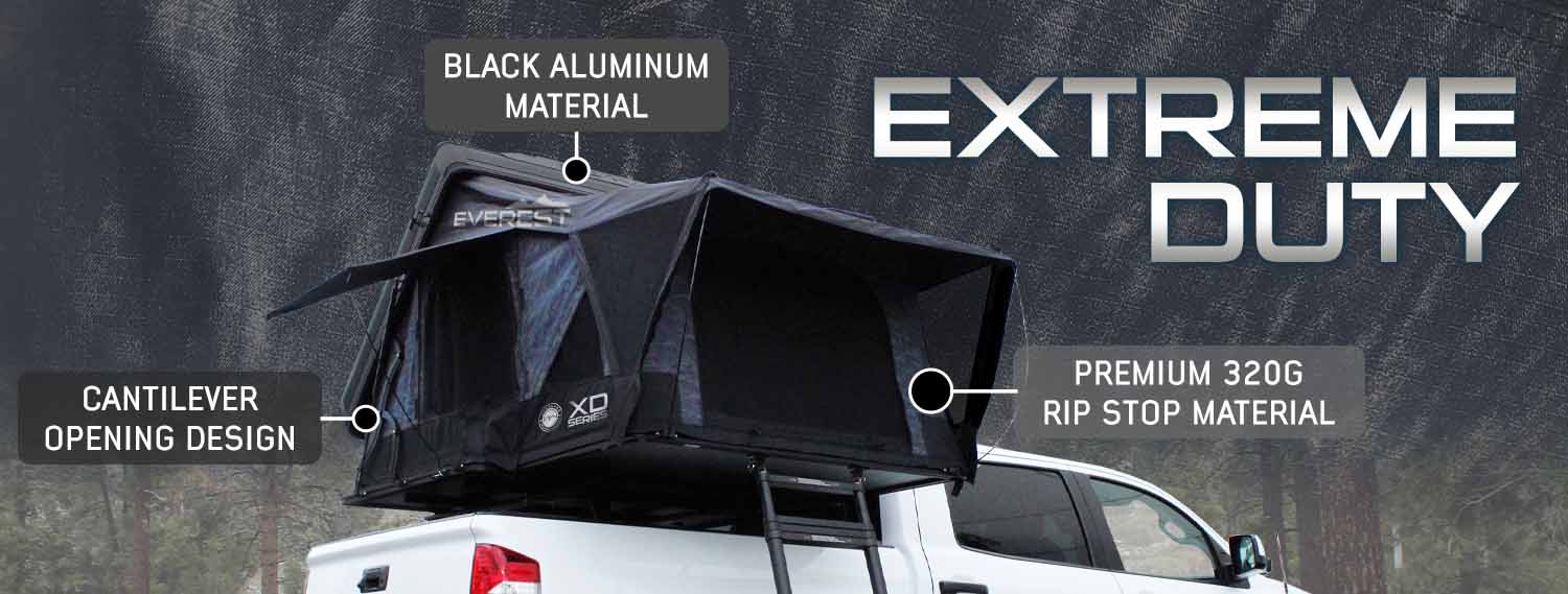 Overland Vehicle Systems XD Everest Cantilever Aluminum Hard Shell Roof Top Tent, Blue Body & Black Rainfly 18489902